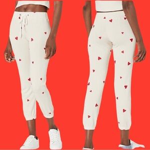 Monrow embroidered heart sweats. NWT